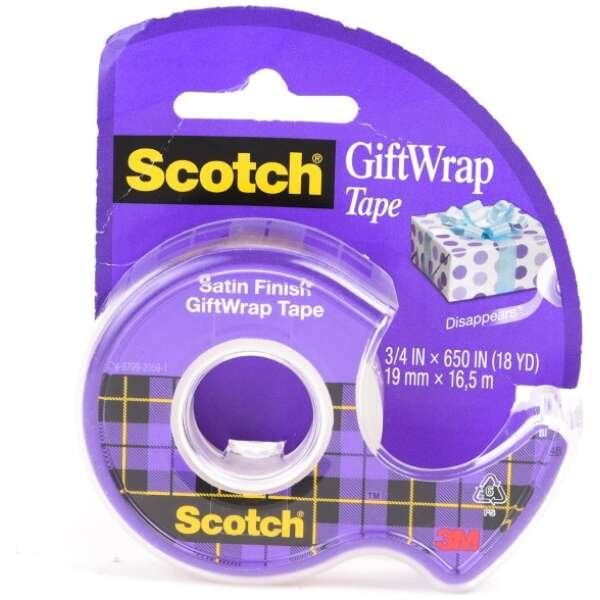 Scotch Giftwrap Tape in Dispenser 15. 3/4 x 650 in (19mm x 16.5m). 1 roll/dispenser