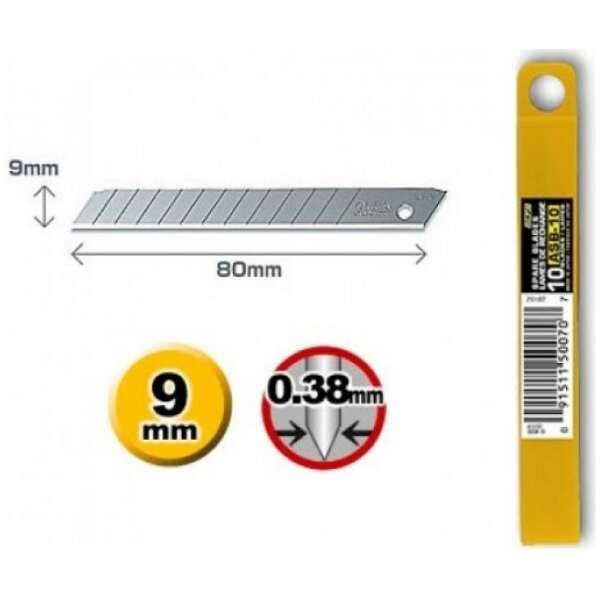 Olfa ASB-10 Standard Spare Blades 9mm