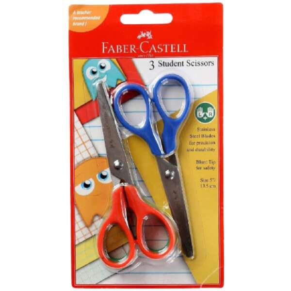 FABER-CASTELL 3 Student Scissors in Blister Card
