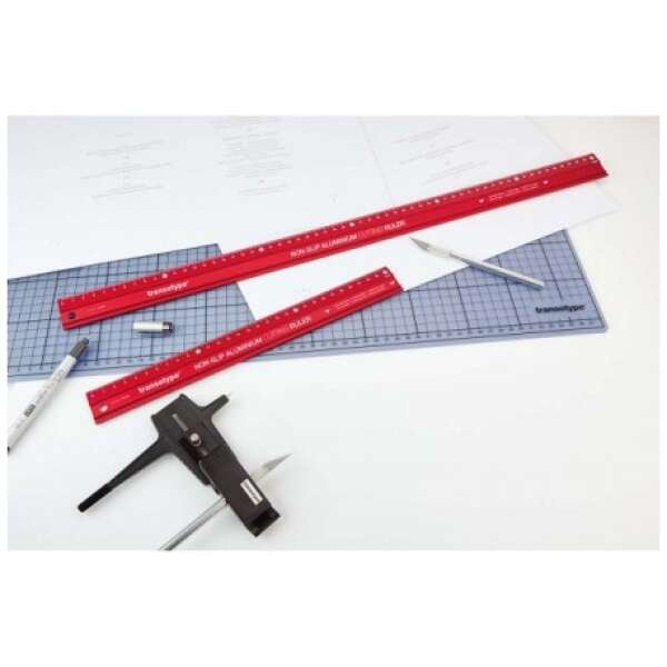 TRANSOTYPE - NON SLIP ALUMINIUM CUTTING RULER -30 X 3.5 CM