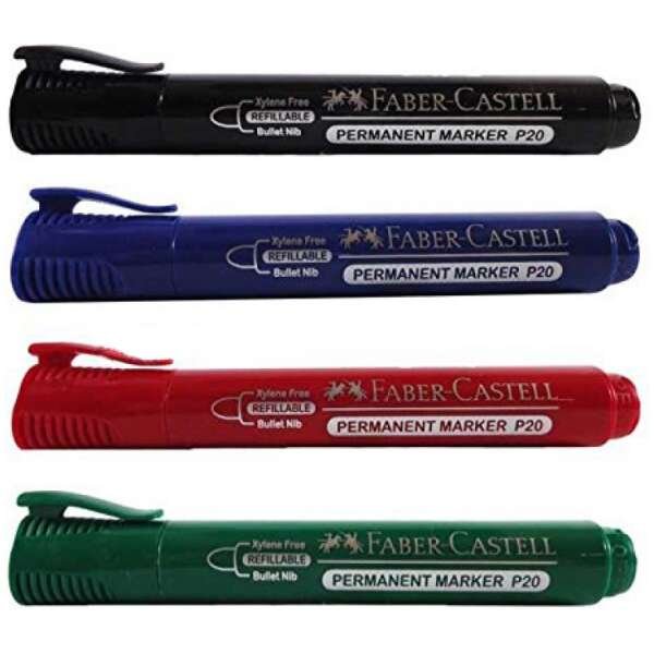 FABER-CASTELL Permanent Marker P20-253943 Set of 4 Bullet Tip