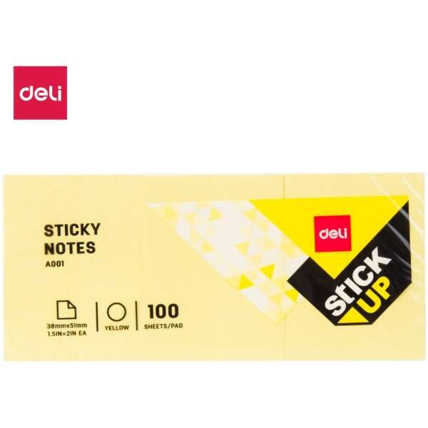 Deli Sticky Notes 38x51mm 1.5''x2'' 100 sheets Yellow