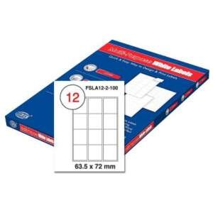 FIS - Multi Purpose White Label A4 Size
63.5 X 72 mm (12 Stickers x 100 Sheet)
FSLA12-2-100