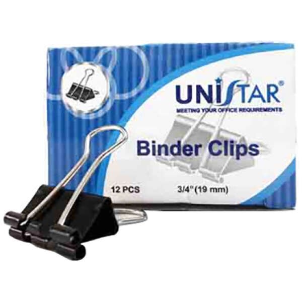 Unistar - Binder Clips 19 MM 
Box of 12